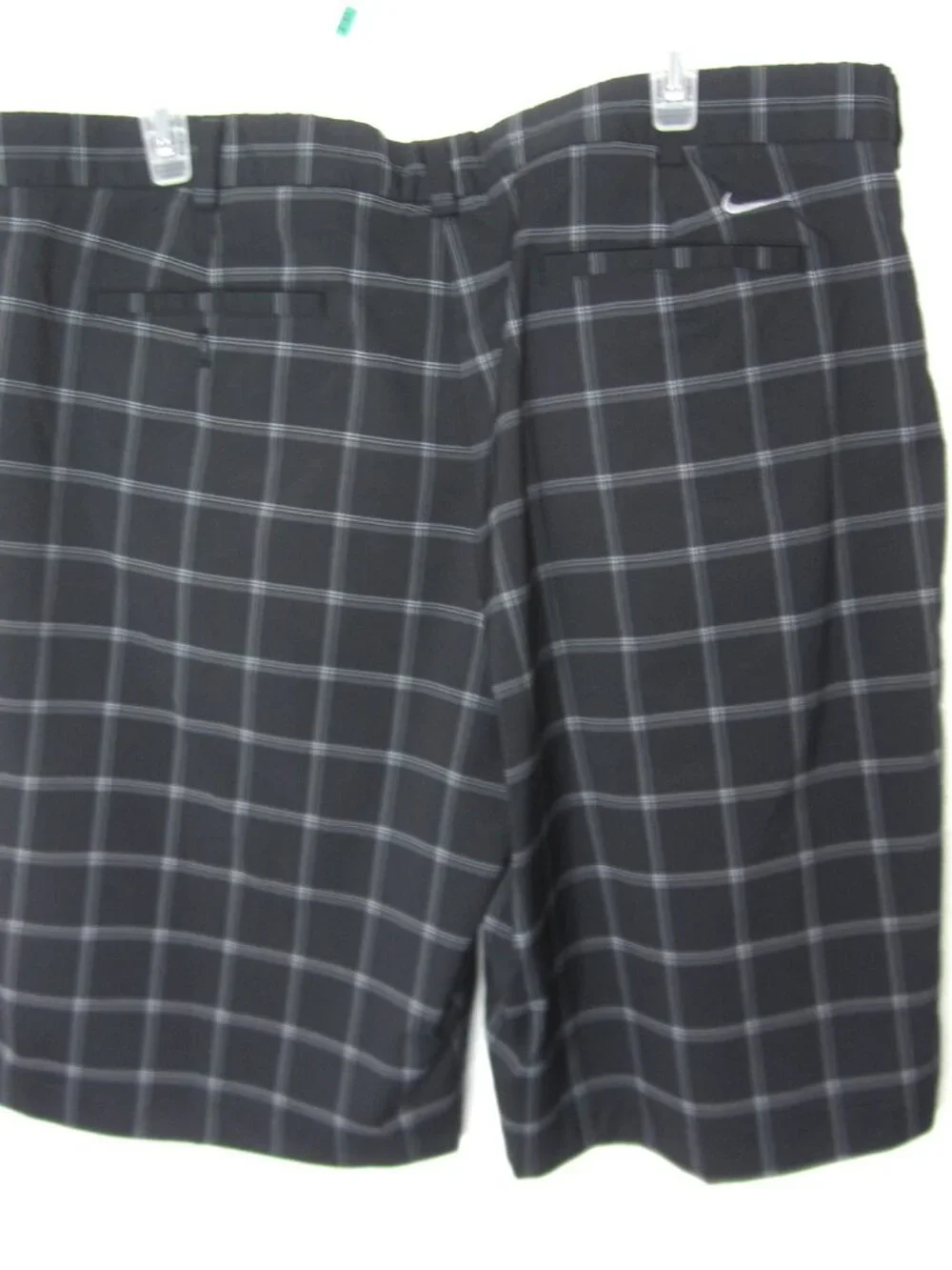Nike Golf Men Black Size 40 x11 Dri Fit Stay Cool Flat Front Plaid Check Shorts